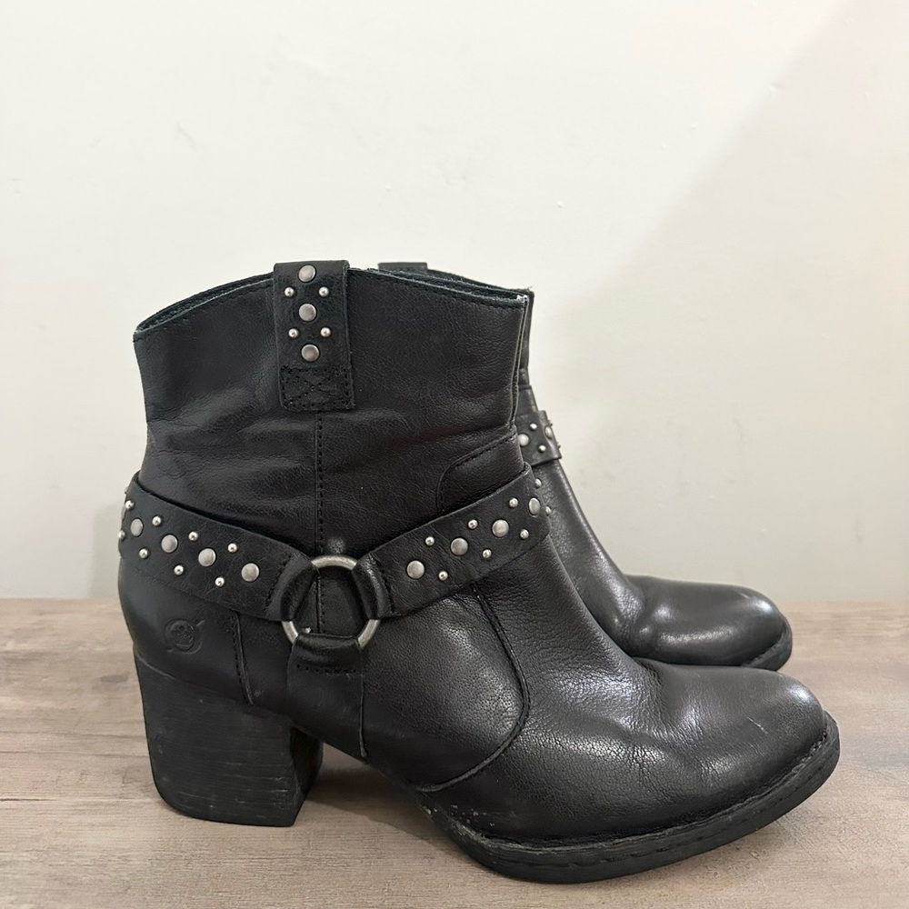 Born Slater Studded Harness Boot Black women 8.5 emo goth dark